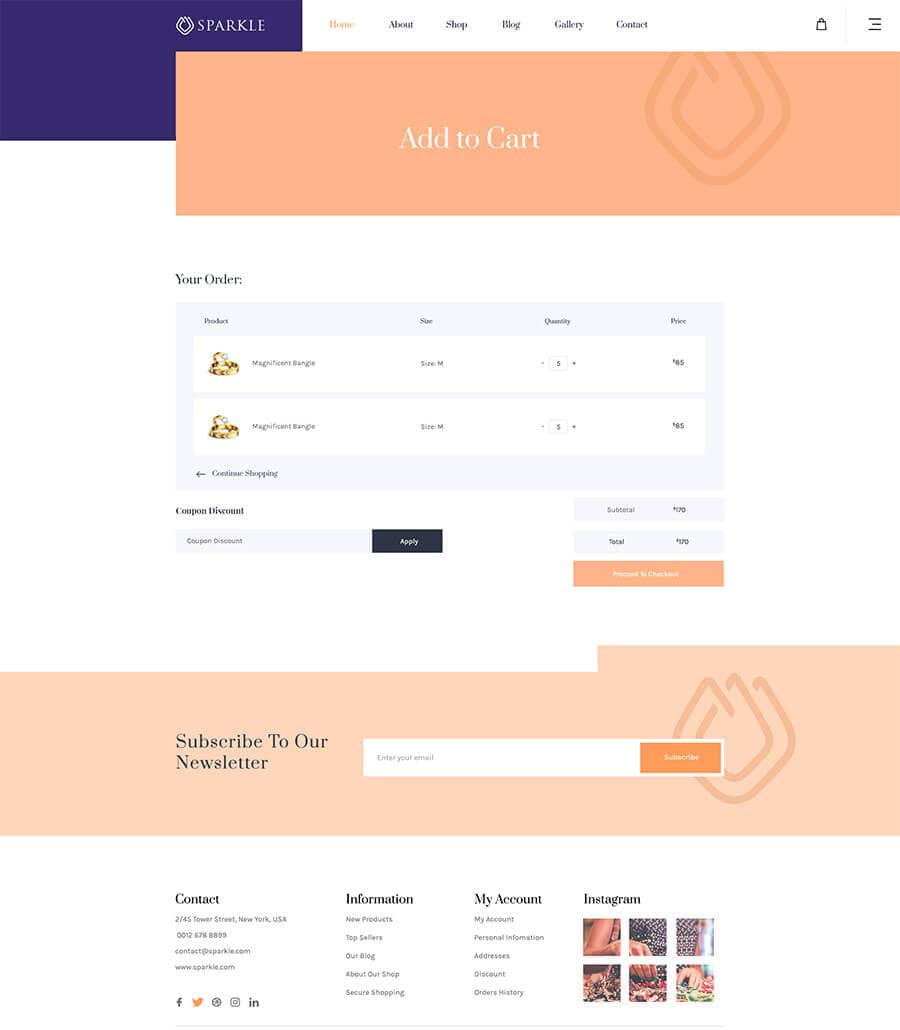 Sparkle Cart Page  By Templately