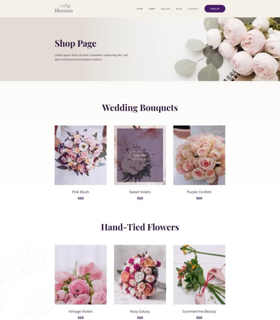 Templately - Blossom Shop Page Thumbnail
