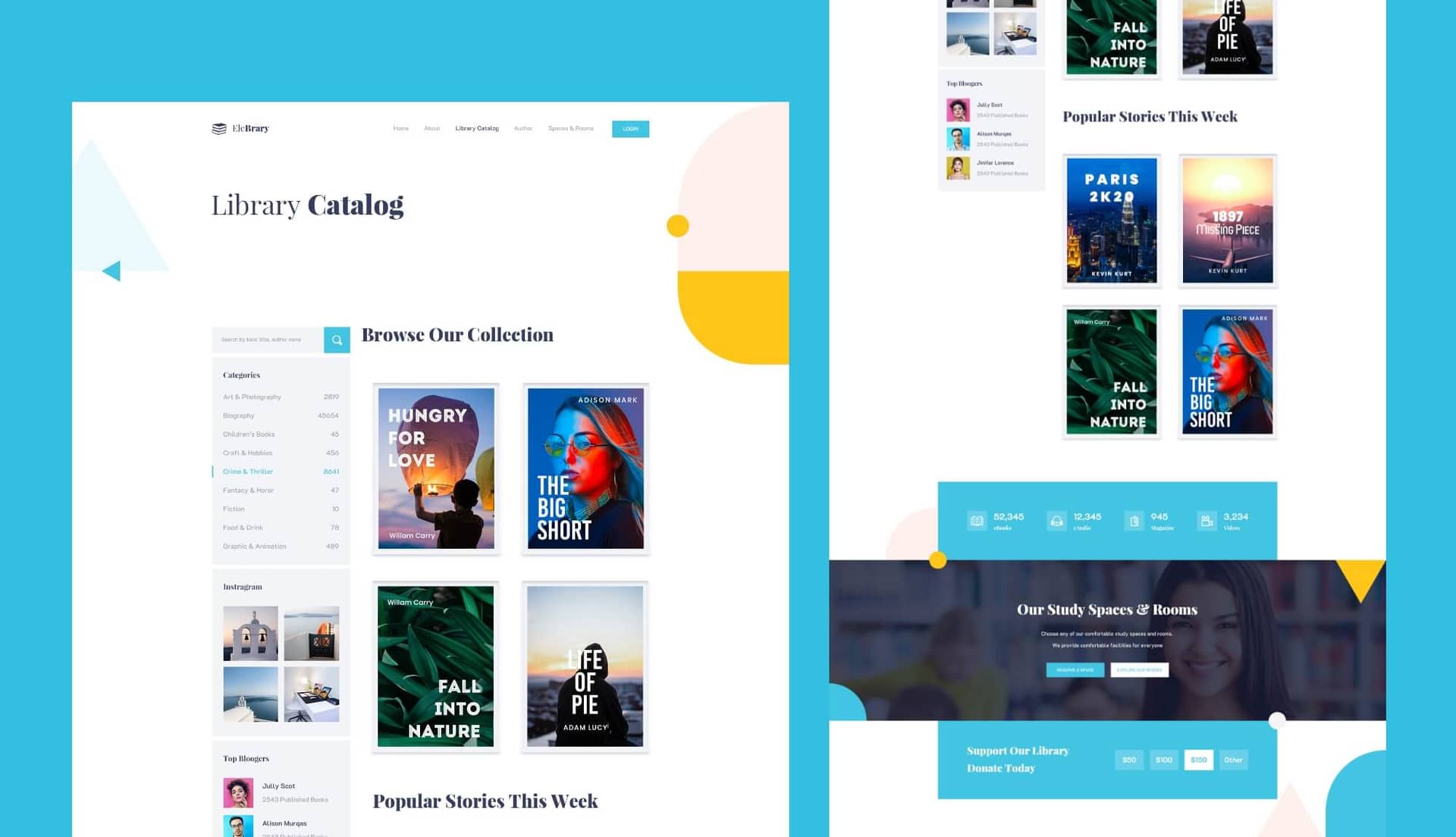 EleBrary Library Catalog Page By Templately