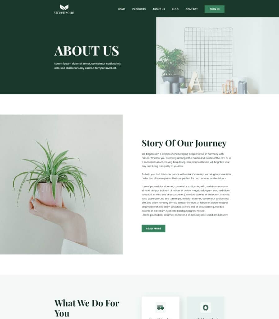 Greenzone About Page  By Templately