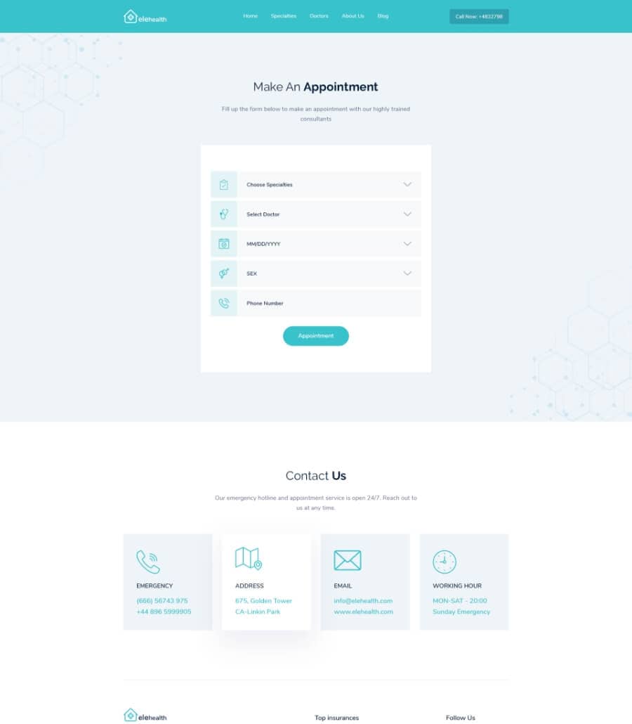 Templately - EleHealth Website Template Appointment Thumbnail