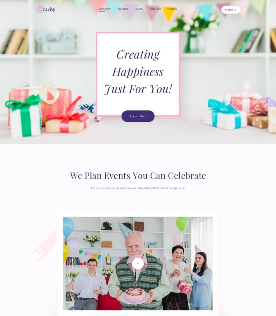 Cravity Landing Page  By Templately