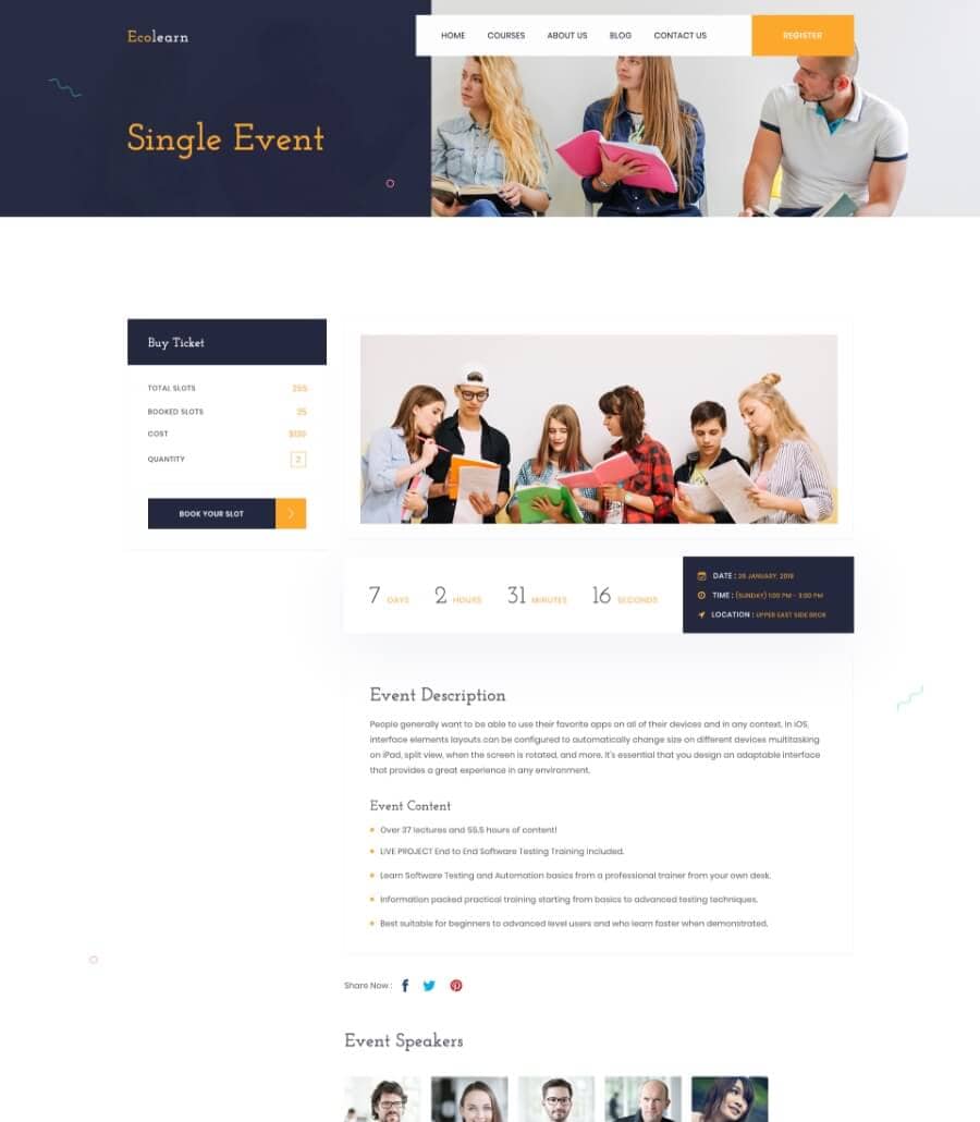 EduBee Education Template Event Details  By Templately