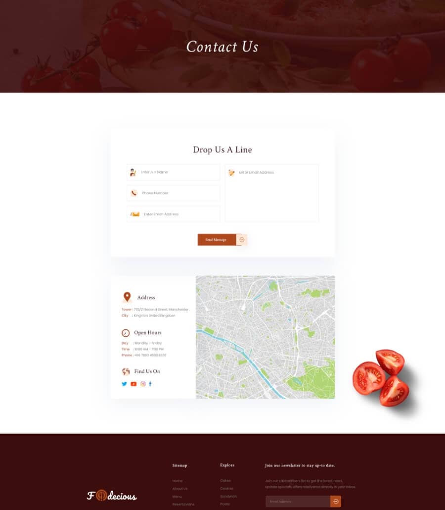 Templately - Foodiecious Contact Us Thumbnail