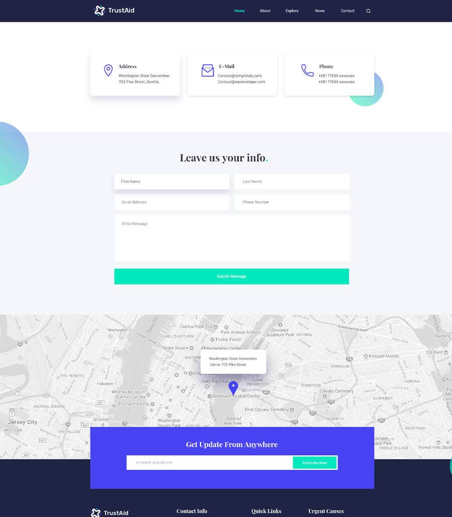 TrustAid Contact Us  By Templately