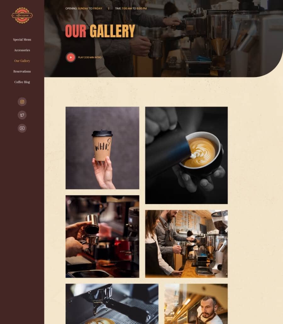 Templately - Coffee Express Gallery Page Thumbnail