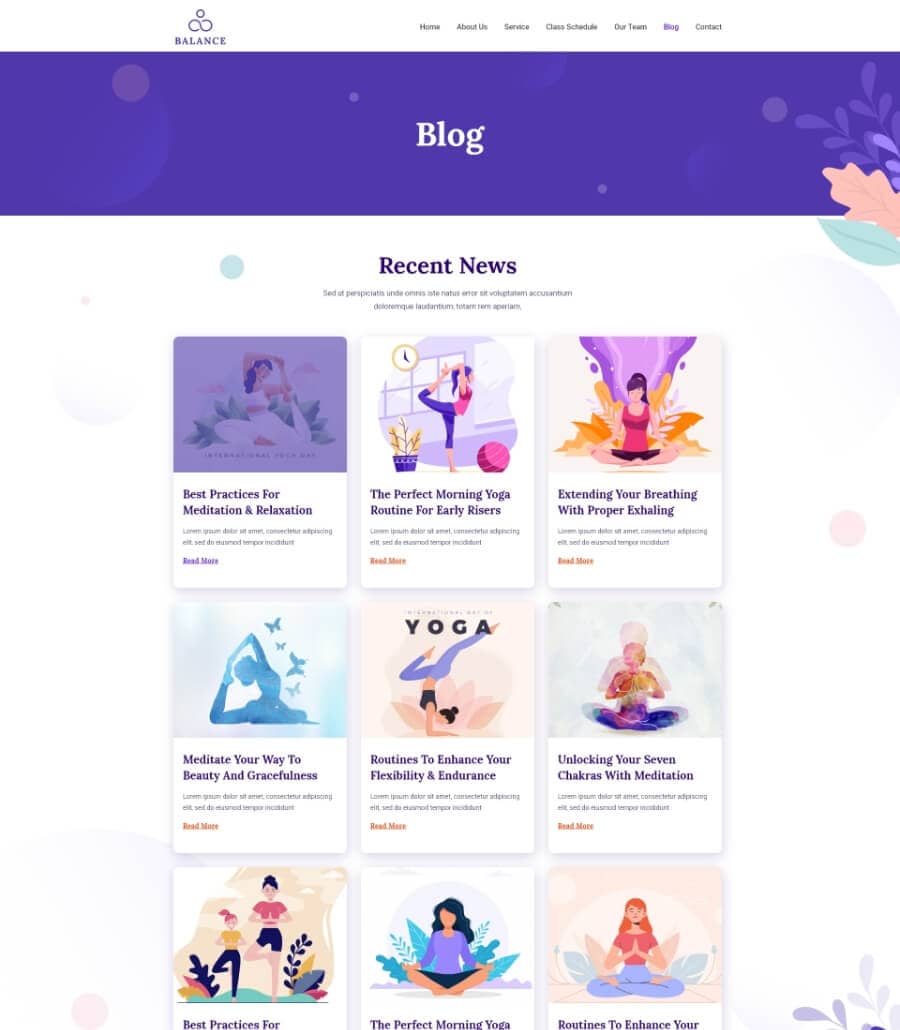 Balance Blog Page  By Templately