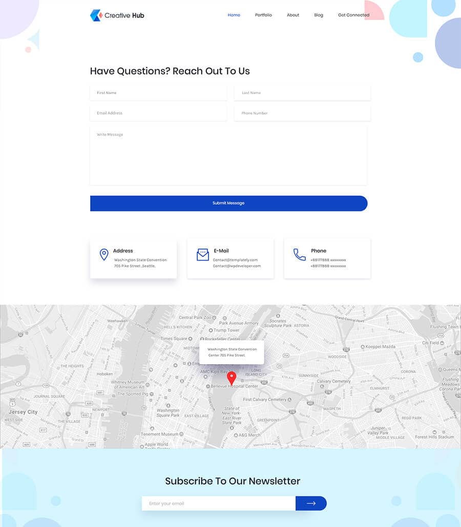 Creative Hub Contact Page  By Templately