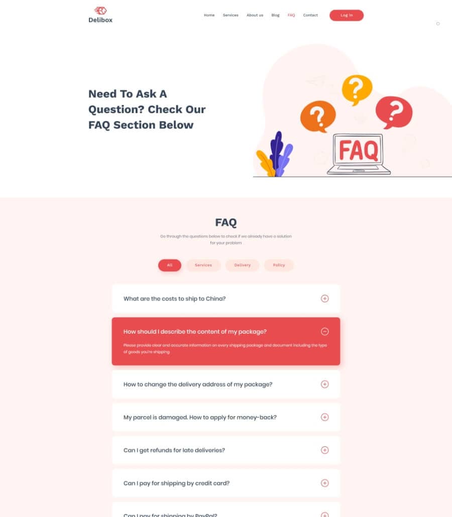 Templately - Delibox FAQ Page Thumbnail