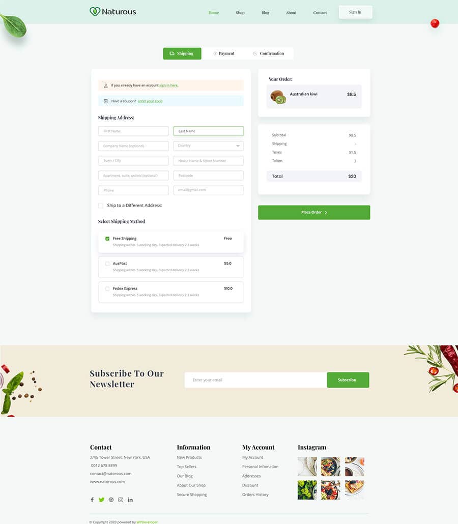 Templately - Naturous Checkout Page Thumbnail
