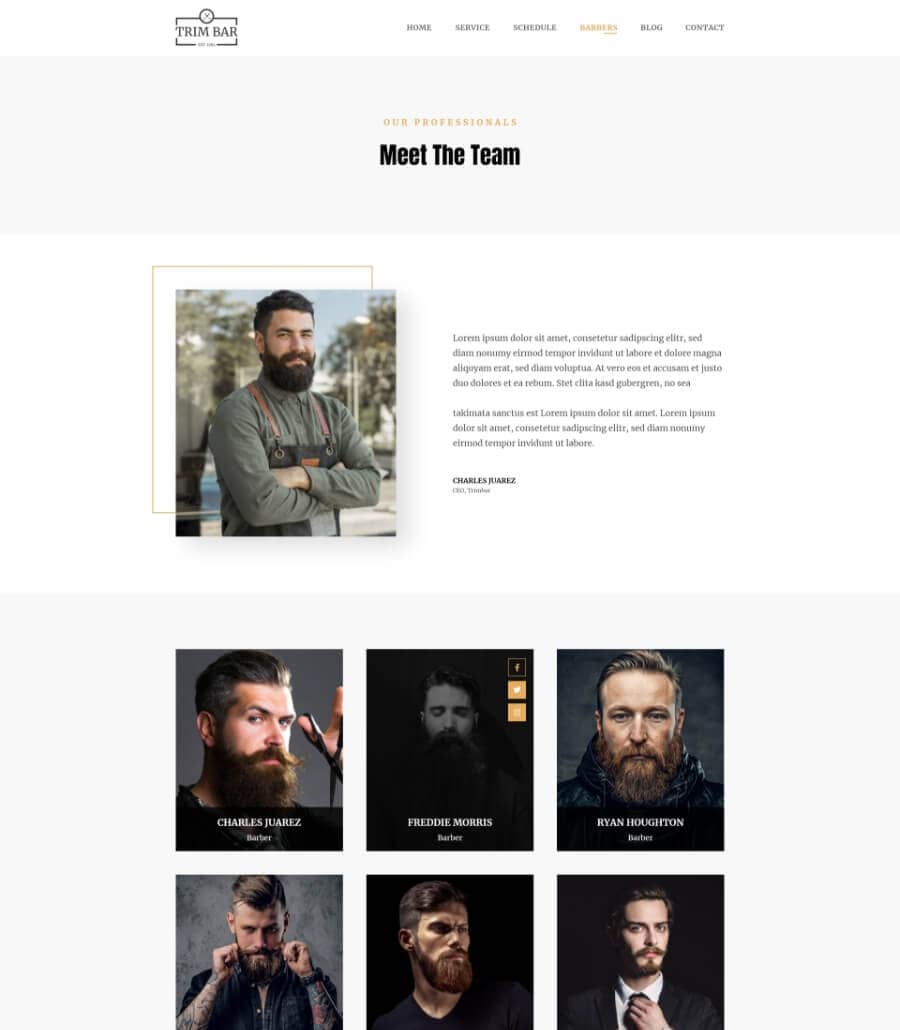 Trim Bar Barber Page  By Templately