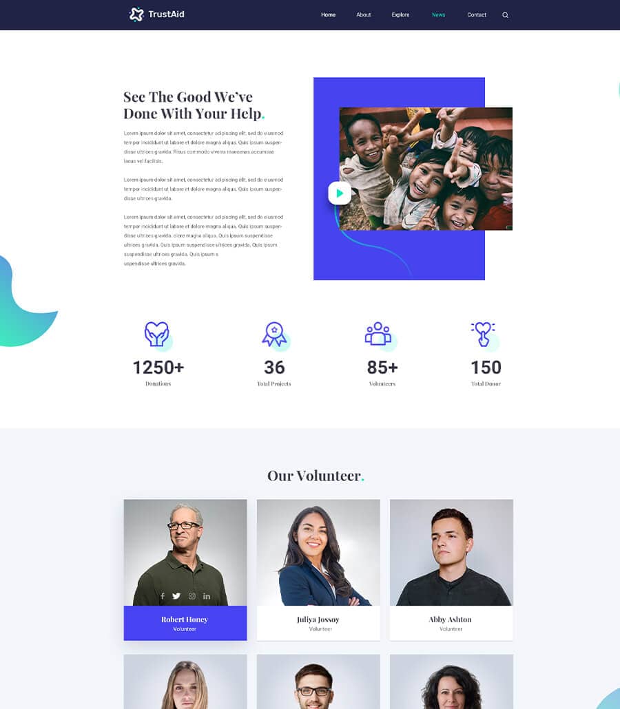 TrustAid About Us  By Templately