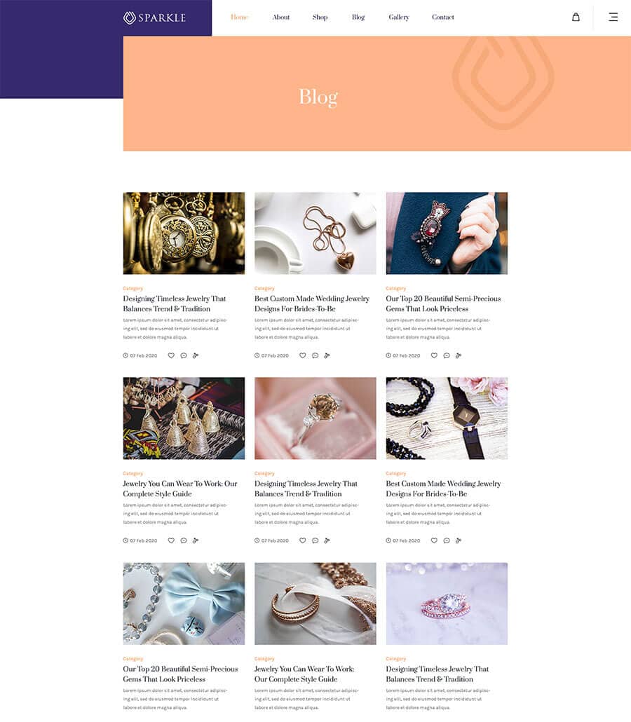 Sparkle Blog Page  By Templately