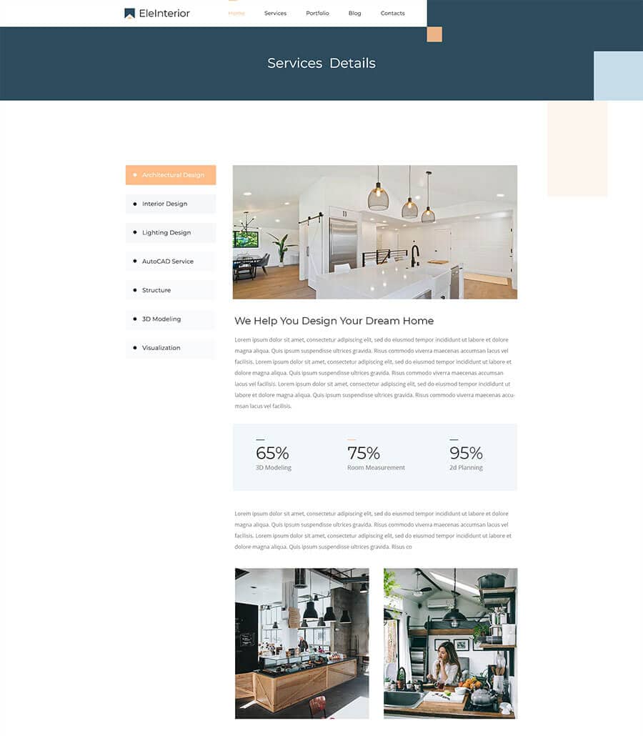 Templately - EleInterior Service Details Page Thumbnail