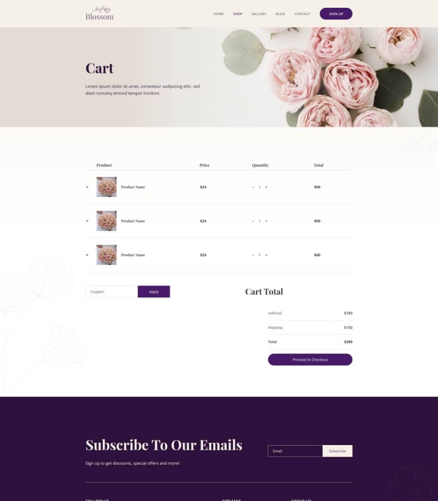 Templately - Blossom Cart Page Thumbnail