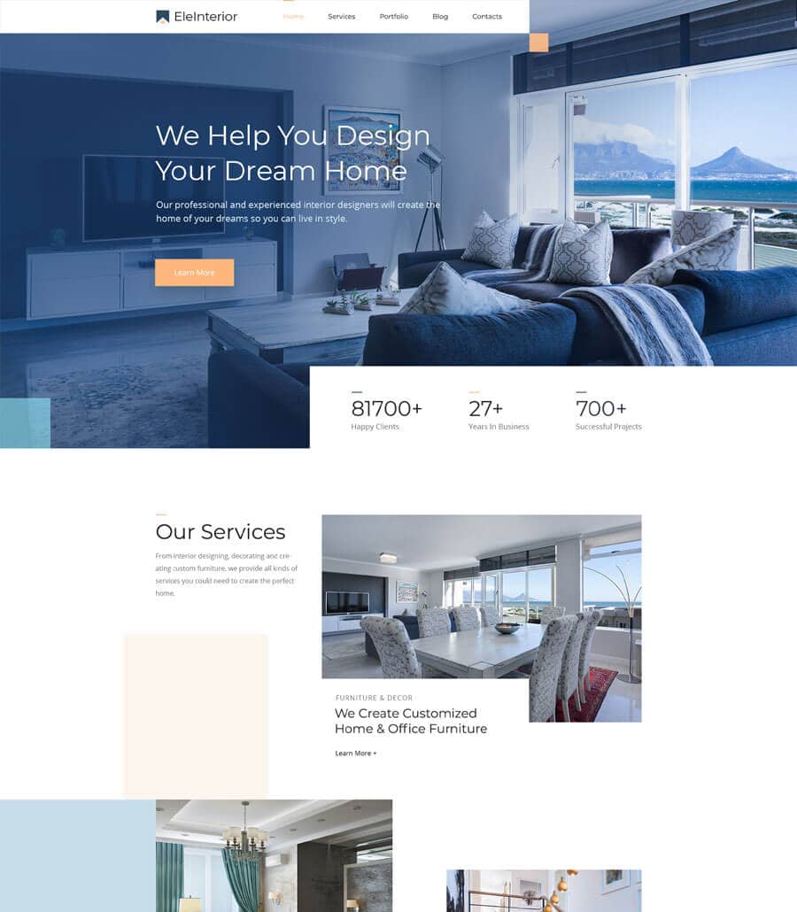 Templately - EleInterior Header Section Thumbnail