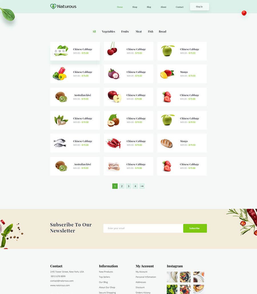 Templately - Naturous Shop List Page Thumbnail