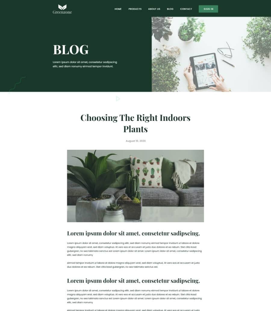 Greenzone Blog Details Page  By Templately