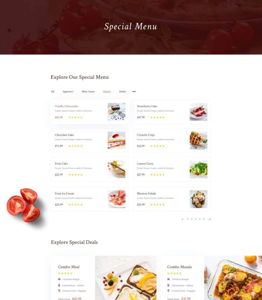 Templately - Foodiecious Menu Thumbnail