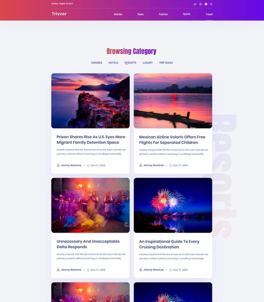 Templately - Trivver Blog Page Thumbnail