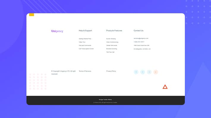 Unigency Footer Lite Section By Templately