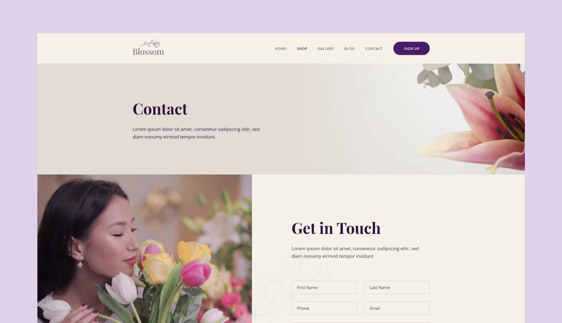 Blossom Contact Page By Templately