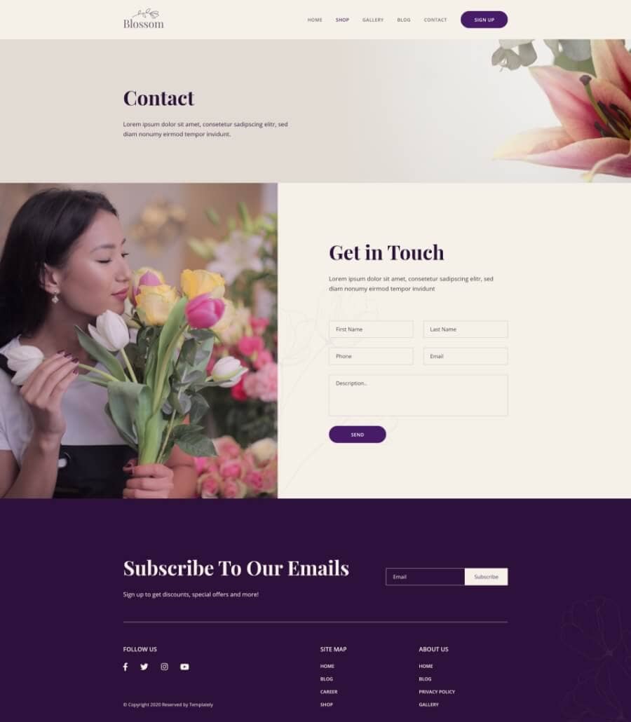 Templately - Blossom Contact Page Thumbnail