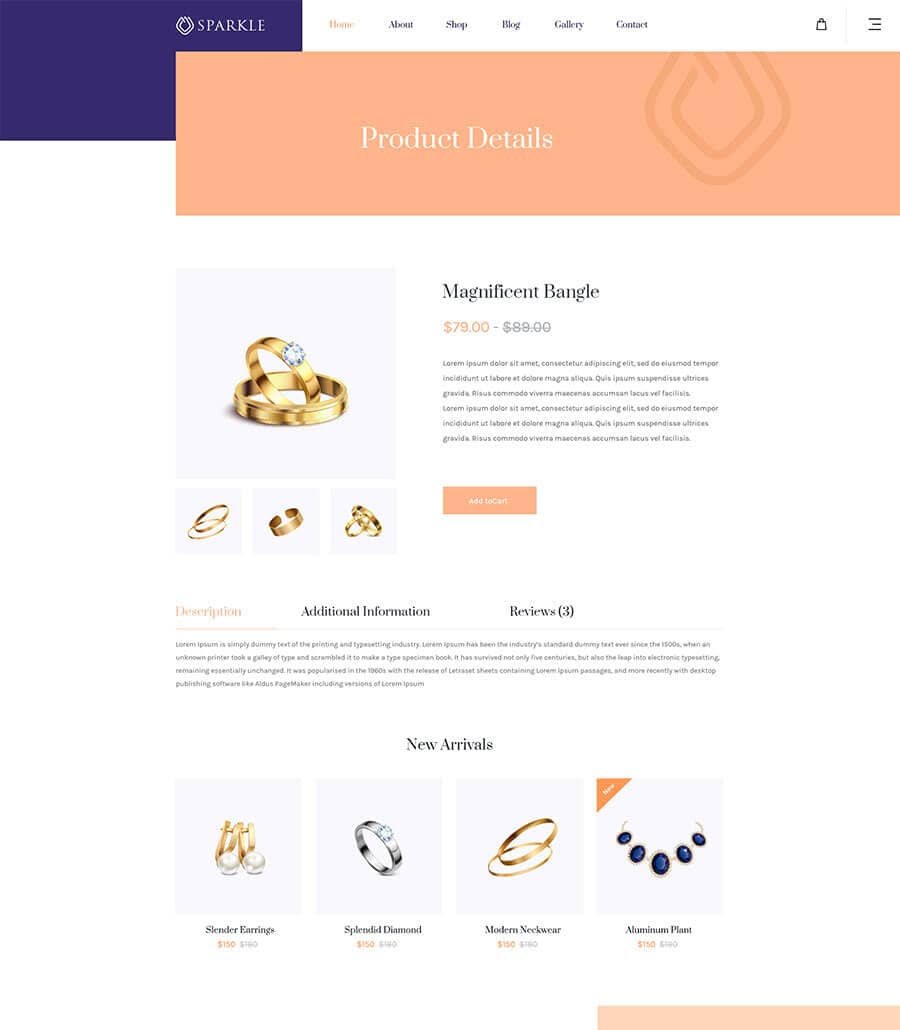 Sparkle Product Details Page  By Templately