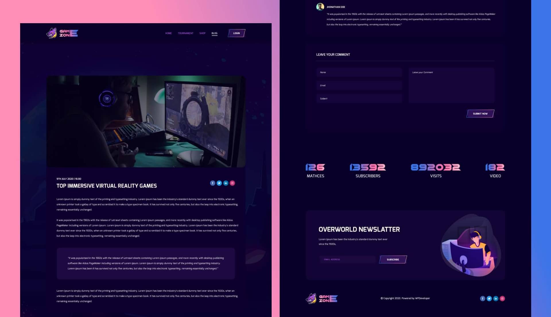 GameZone Blog Details Page By Templately