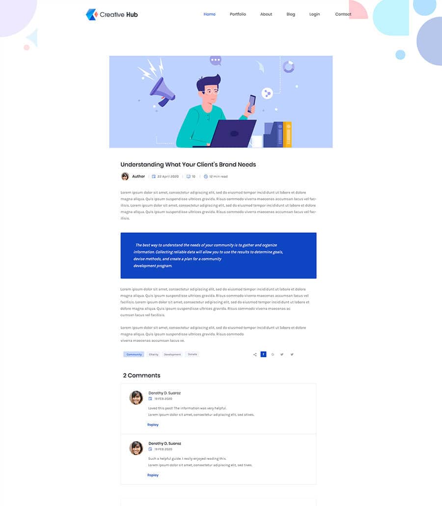 Creative Hub Blog Details Page  By Templately