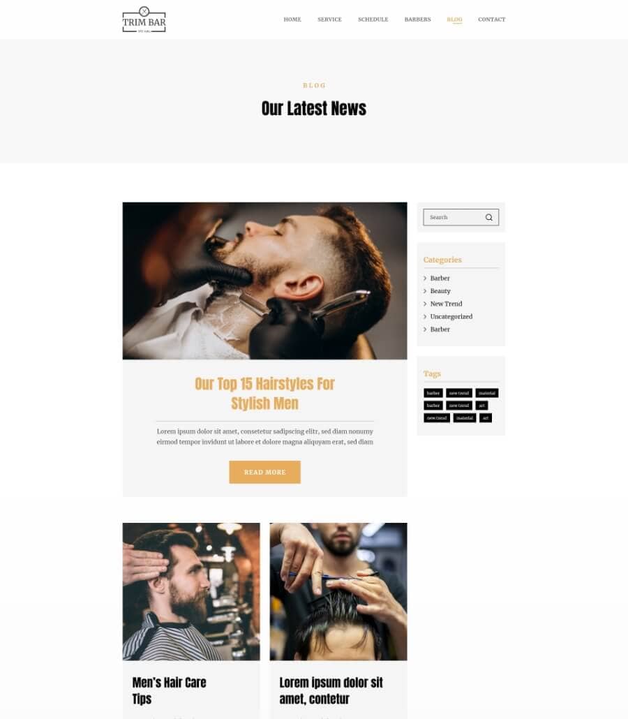 Trim Bar Blog Page  By Templately