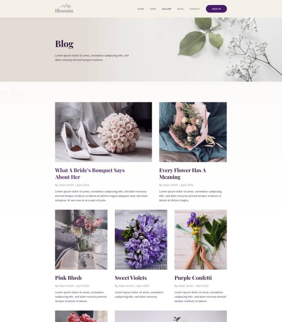 Templately - Blossom Blog Page Thumbnail