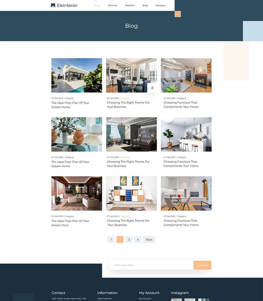 Templately - EleInterior Blog Page Thumbnail