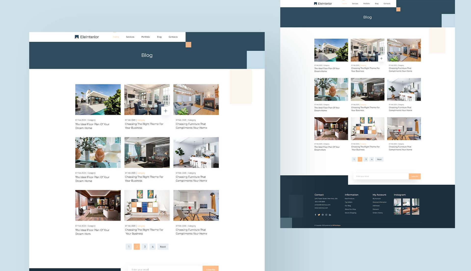 EleInterior Blog Page By Templately