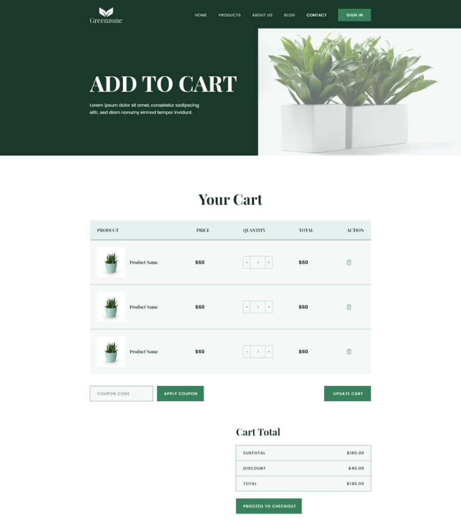 Greenzone Cart Page  By Templately