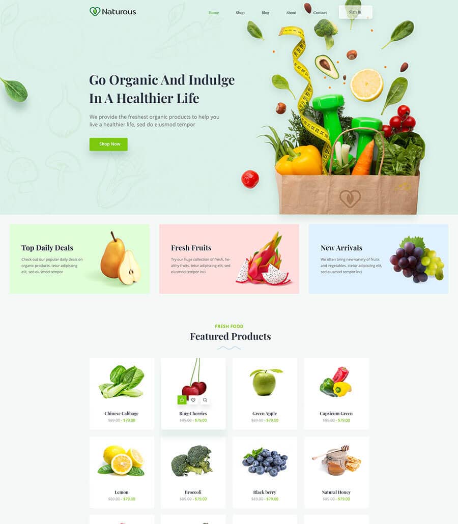Templately - Naturous Home Page Thumbnail
