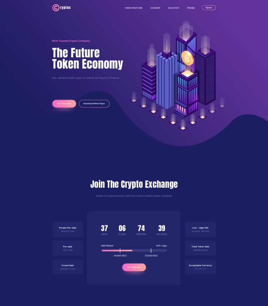 CryptoCurrency Header Section  By Templately
