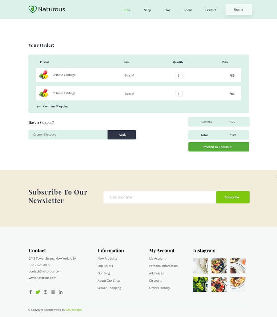 Templately - Naturous Cart Page Thumbnail
