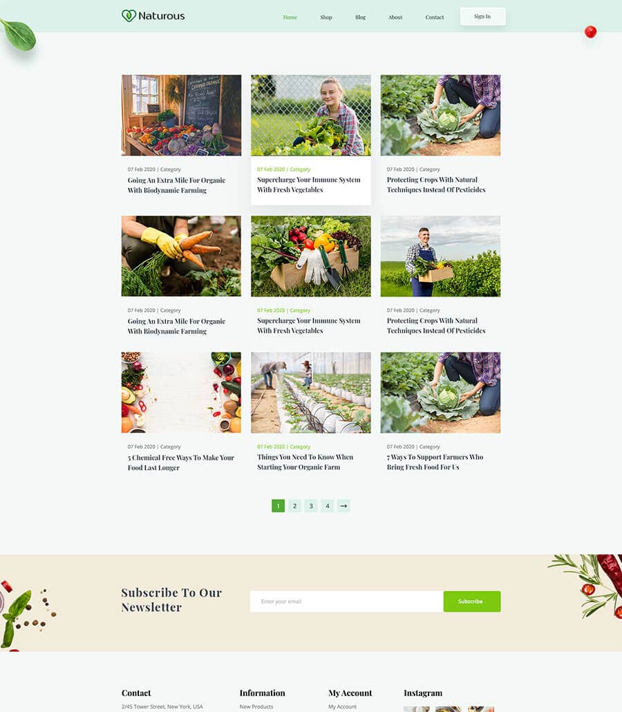 Templately - Naturous Blog Page Thumbnail