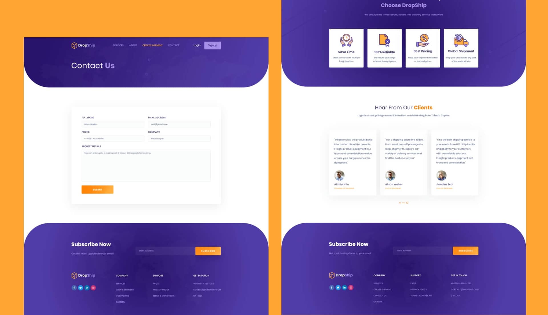 DropShip Contact Page By Templately