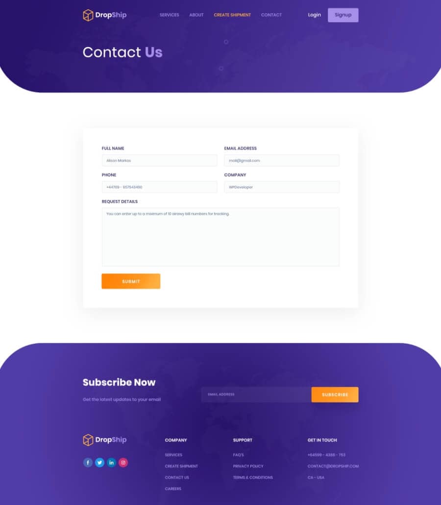Templately - DropShip Contact Page Thumbnail