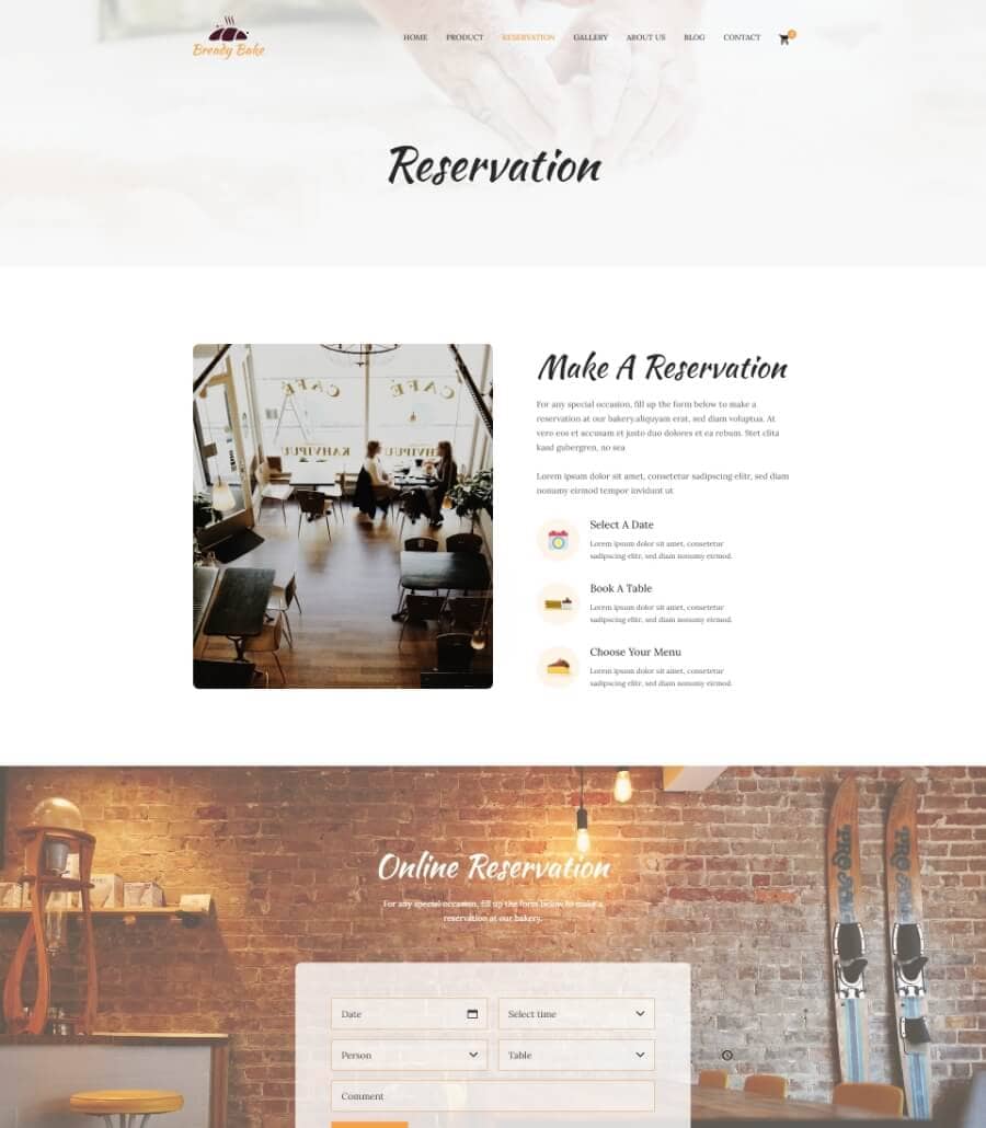 Bready Bake Reservation Page  By Templately