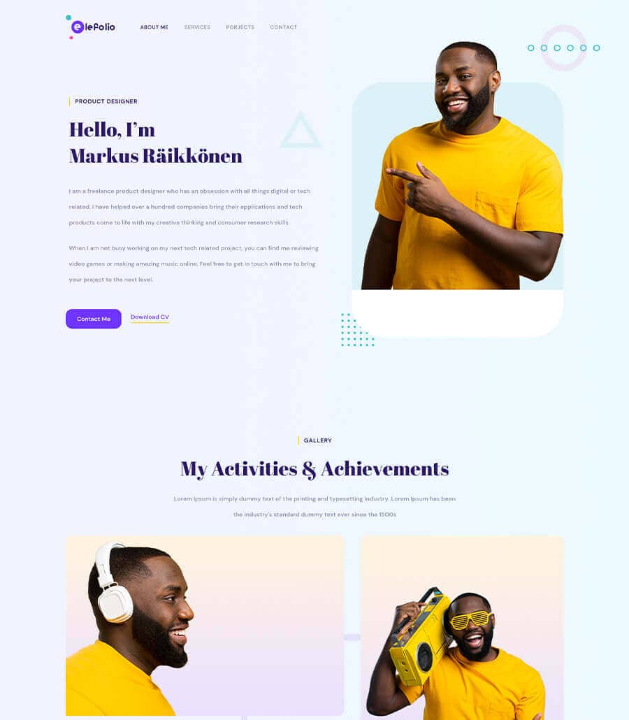 Templately - EleFolio About Page Thumbnail