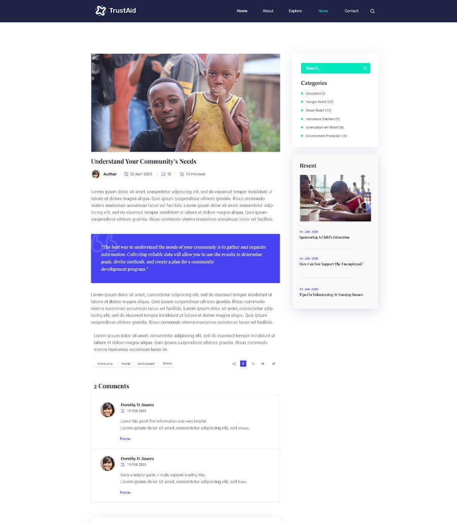 TrustAid News Details  By Templately