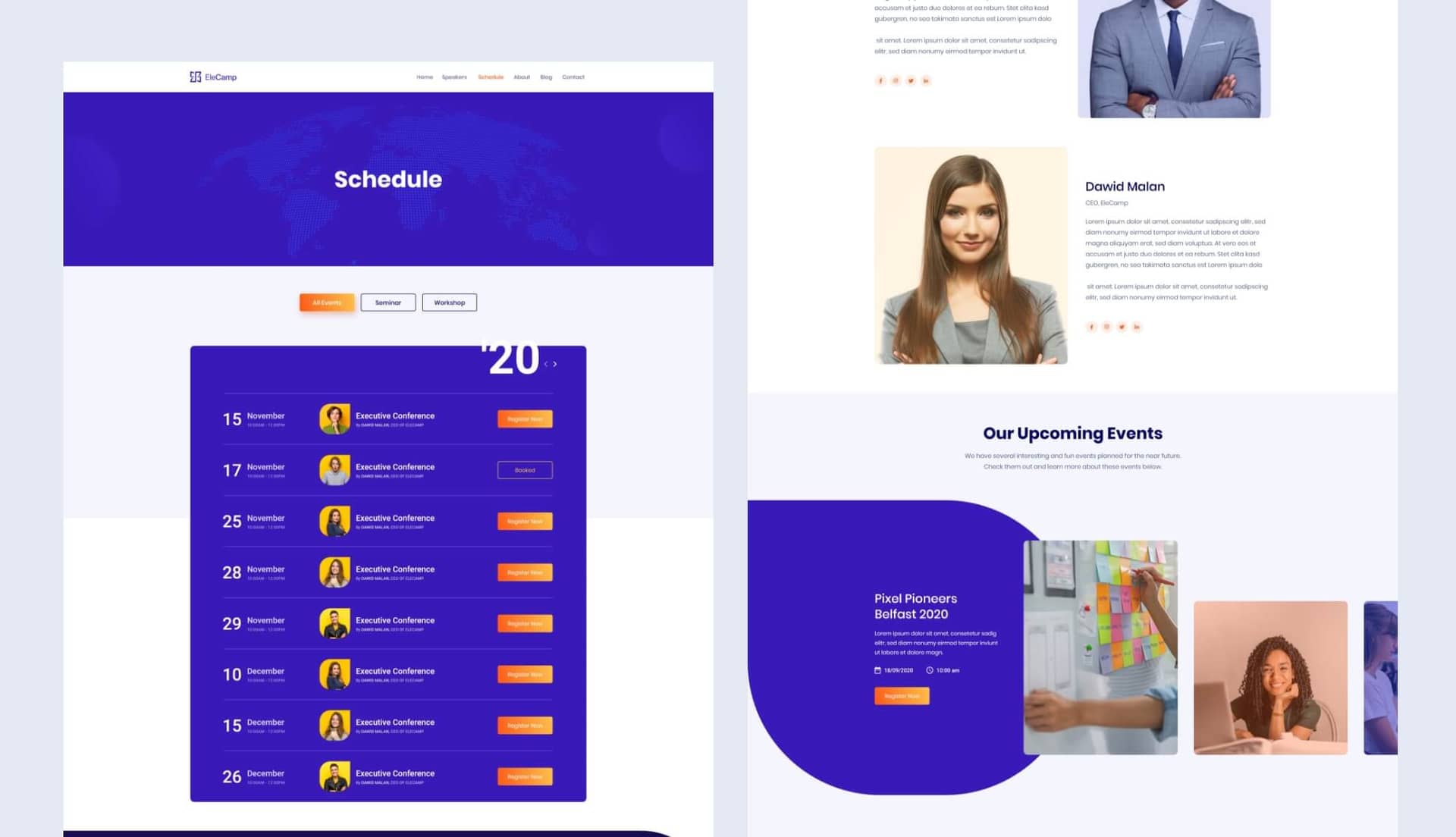 EleCamp Schedule Page By Templately