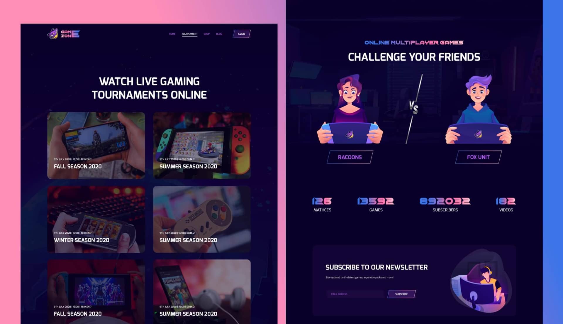 GameZone Tournaments Page By Templately