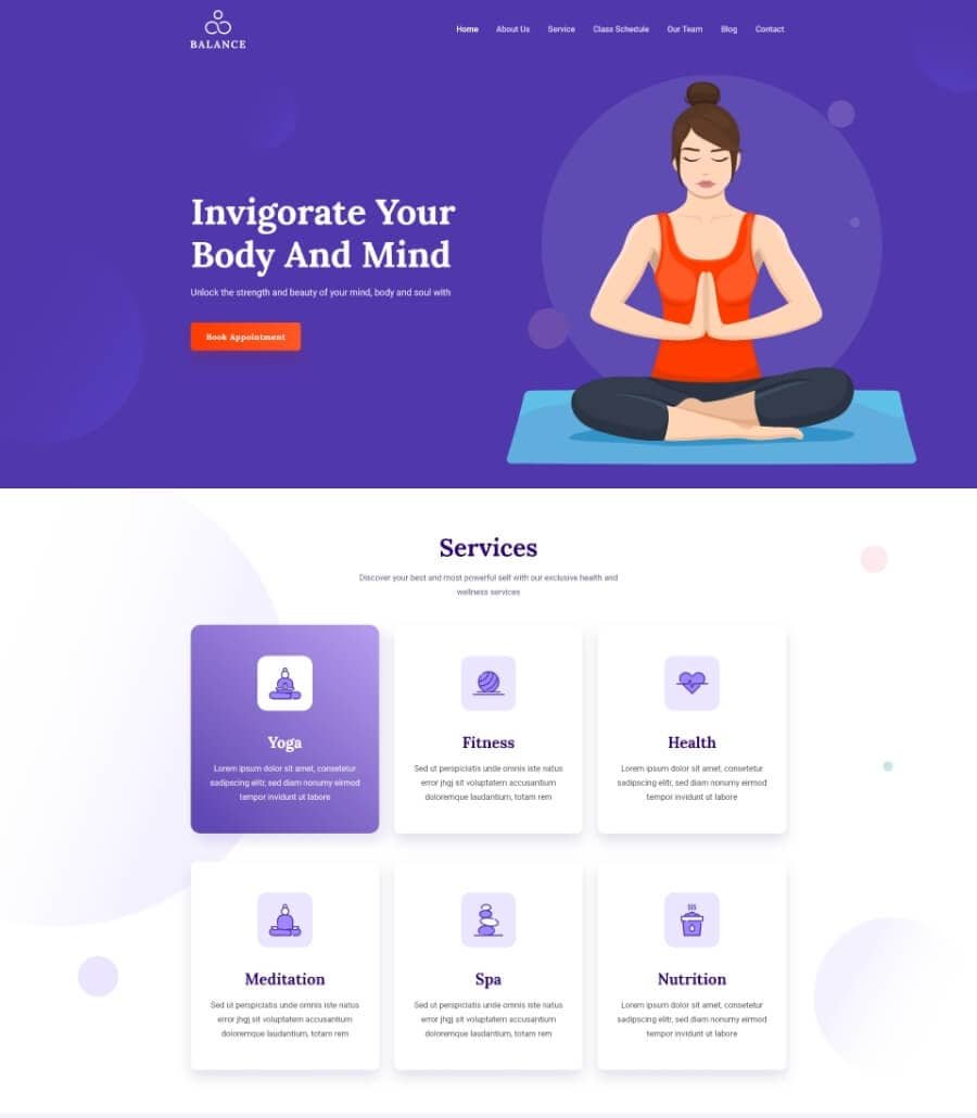 Balance Home Page  By Templately