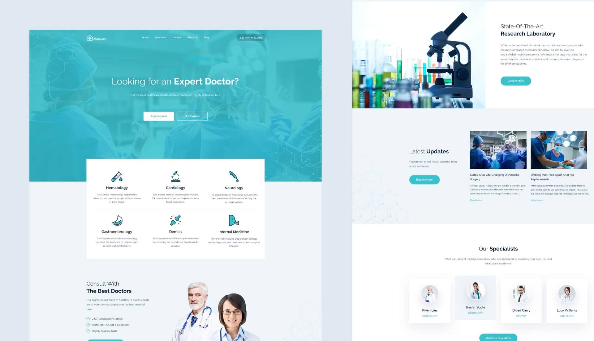 EleHealth Website Template Homepage By Templately