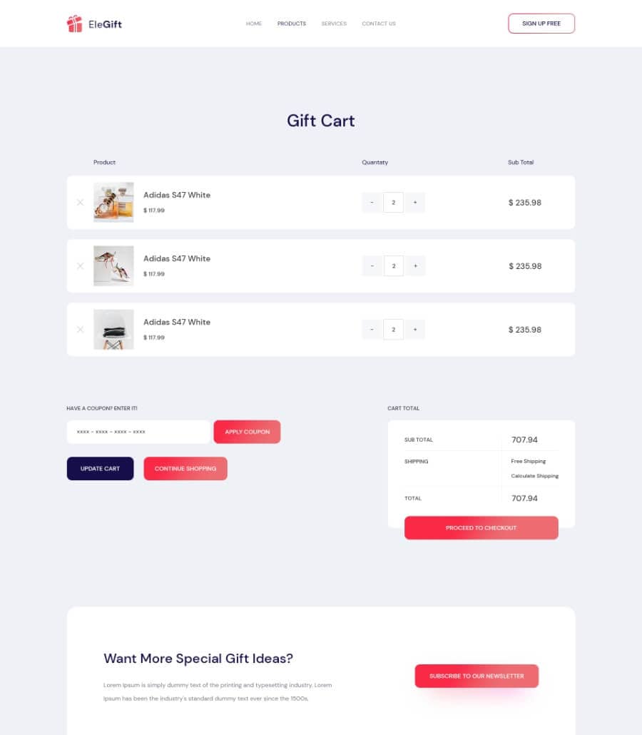 Templately - EleGift Cart Page Thumbnail