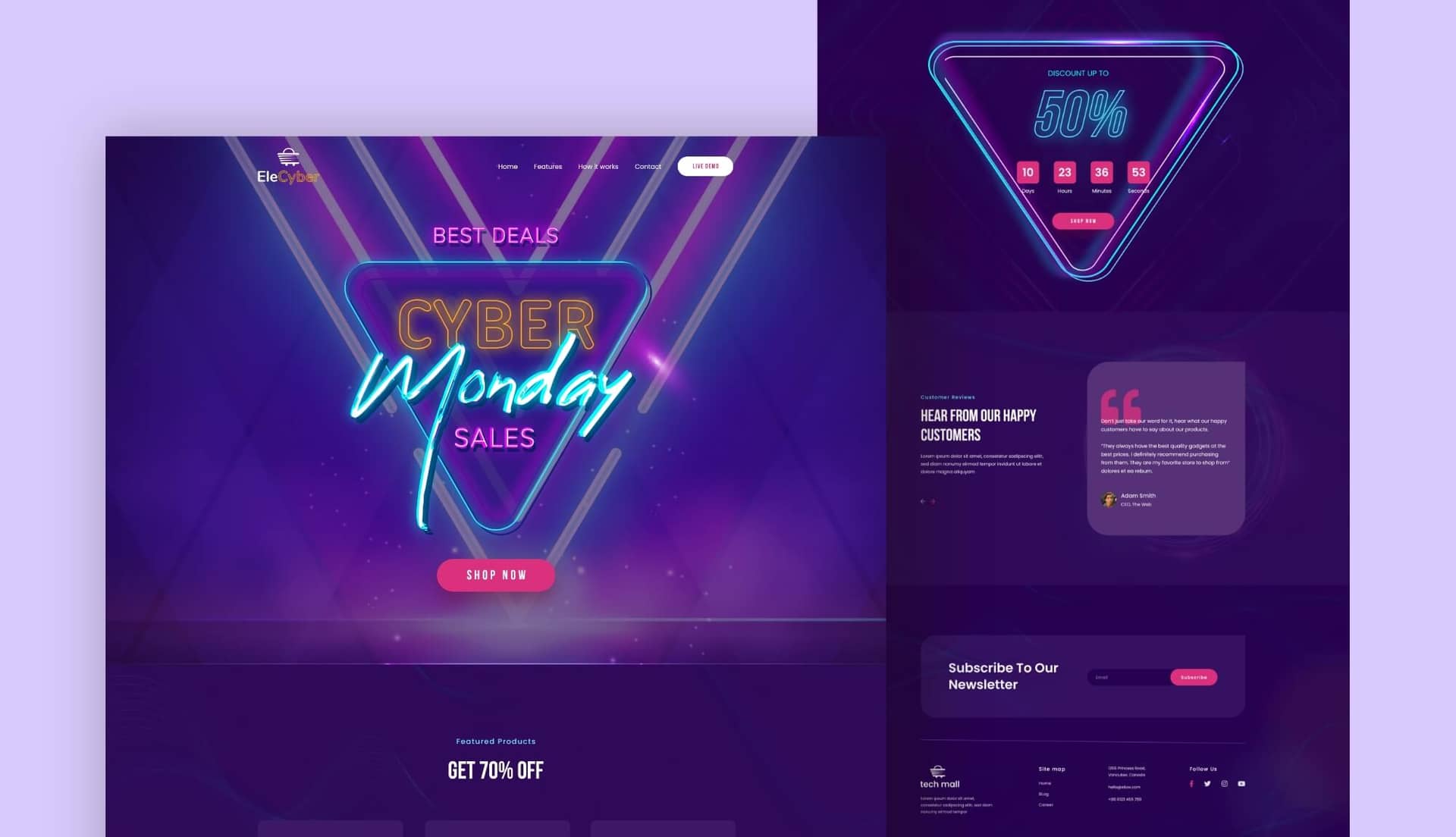 EleCyber Landing Page By Templately